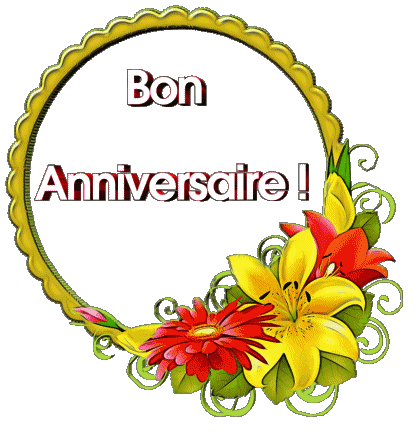 018 Sfondo trasparente Floral Bon Anniversaire Francese Messagi 