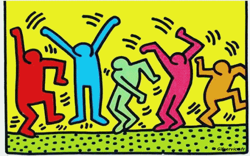 Keith Haring-Keith Haring ricreazioni d'arte covid contenimento sfida 2 Vari dipinti Morphing - Sembra Umorismo -  Fun 