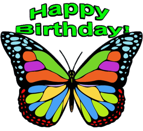 002 Transparenter Hintergrund Butterflies Happy Birthday Englisch Nachrichten 
