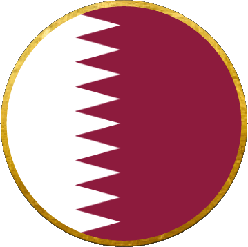 Round Qatar Asia Flags 