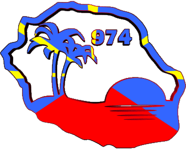 carte La Réunion D.O.M - T.O.M France Drapeaux 