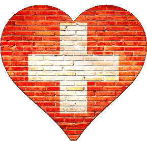Heart Swiss Europe Flags 
