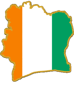 Karte Elfenbeinküste Afrika Fahnen 