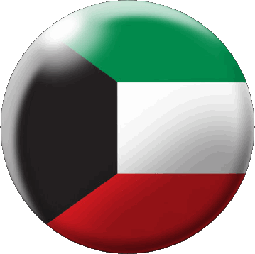 Round Kuwait Asia Flags 