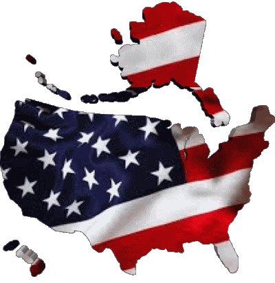 carte U.S.A - National Amériques Drapeaux 