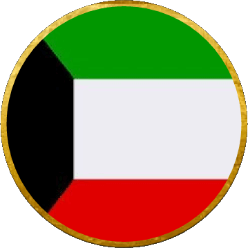 Round Kuwait Asia Flags 