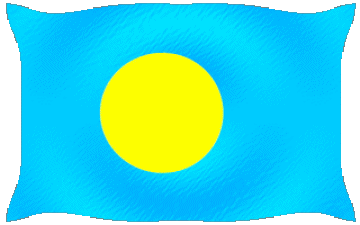 Waving Palau Oceania Flags 