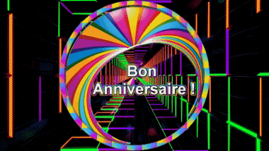001 Animated Background Abstrait - Géométrique Bon Anniversaire French Messages 