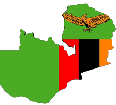Karte Sambia Afrika Fahnen 
