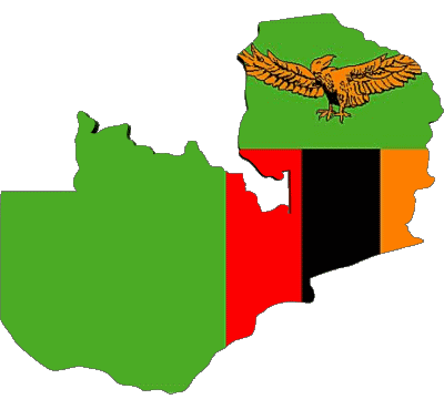 Mapa Zambia África Banderas 