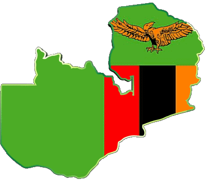 Mapa Zambia África Banderas 
