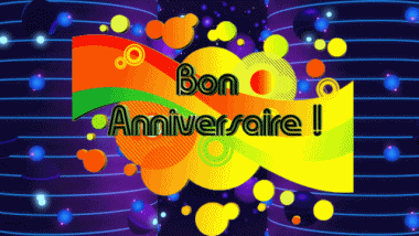 003 Animierter Hintergrund Abstrait - Géométrique Bon Anniversaire Französisch Nachrichten 