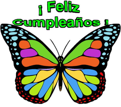 002 Fondo transparente Mariposas Feliz Cumpleaños Español Mensajes 