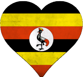 Corazón Uganda África Banderas 