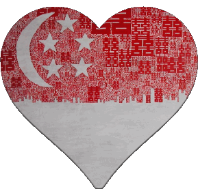 Coeur Singapour Asie Drapeaux 
