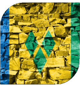 Square Saint Vincent and the Grenadines America Flags 
