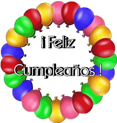 008 Globos - Confeti Feliz Cumpleaños Spanish Messages 