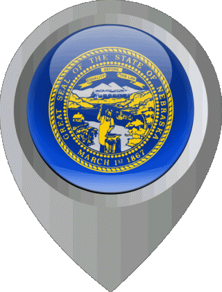 Standort-Pin Nebraska U.S.A - States Amerika Fahnen 