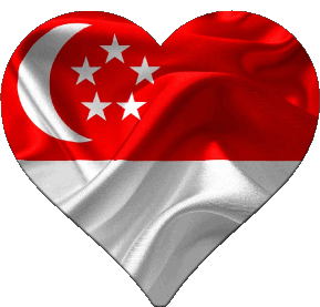 Corazón Singapur Asia Banderas 