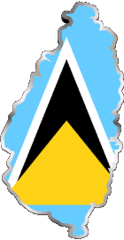 Map St. Lucia America Flags 