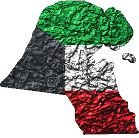 Karte Kuwait Asien Fahnen 