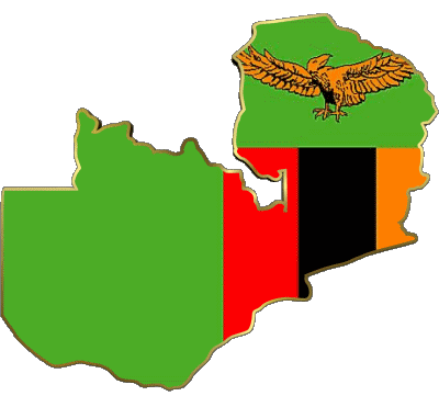 Mapa Zambia África Banderas 