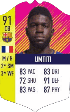 Samuel Umtiti Francia F I F A - Jugadores  cartas Vídeo Juegos Multimedia 
