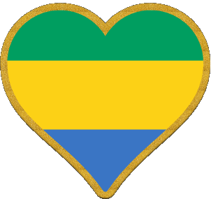 Corazón Gabón África Banderas 