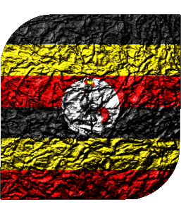 Square Uganda Africa Flags 