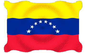 Waving Venezuela America Flags 