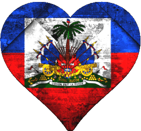 Heart Haiti America Flags 