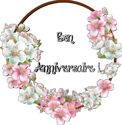 017 Sfondo trasparente Floral Bon Anniversaire Francese Messagi 
