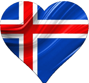Heart Iceland Europe Flags 