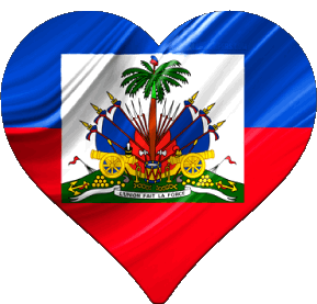 Heart Haiti America Flags 