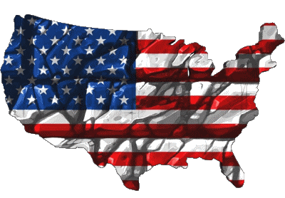 Karte U.S.A - National Amerika Fahnen 