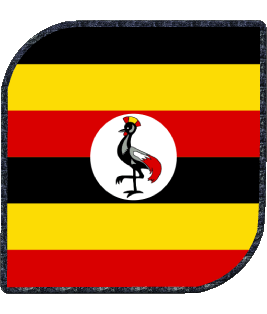 Square Uganda Africa Flags 