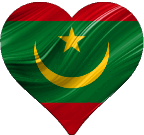 Heart Mauritania Africa Flags 