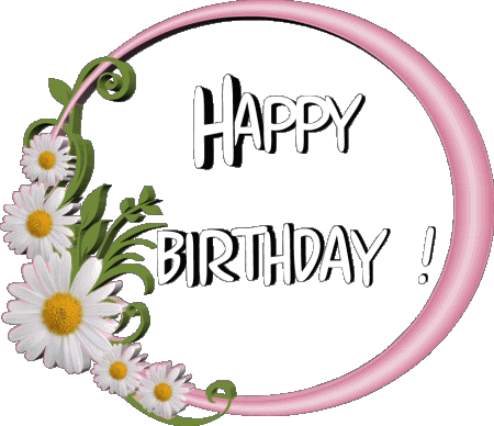 021 Sfondo trasparente Floral Happy Birthday Inglese Messagi 