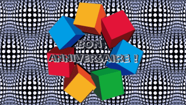 004 Animierter Hintergrund Abstrait - Géométrique Bon Anniversaire Französisch Nachrichten 