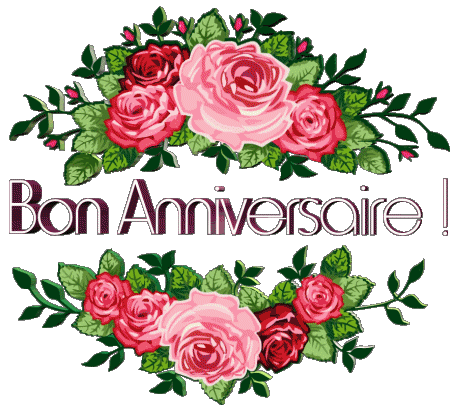 014 Transparent Background Floral Bon Anniversaire French Messages 