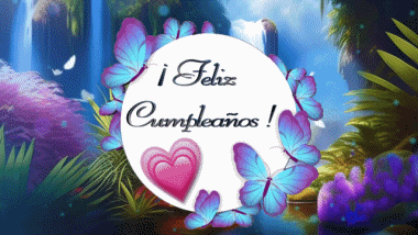003 Sfondo animato Mariposas Feliz Cumpleaños Spagnolo Messagi 
