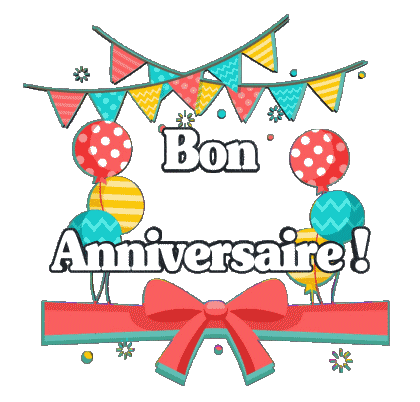 006 Ballons - Confetis Bon Anniversaire Français Messages 