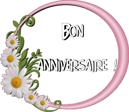 021 Transparenter Hintergrund Floral Bon Anniversaire Französisch Nachrichten 