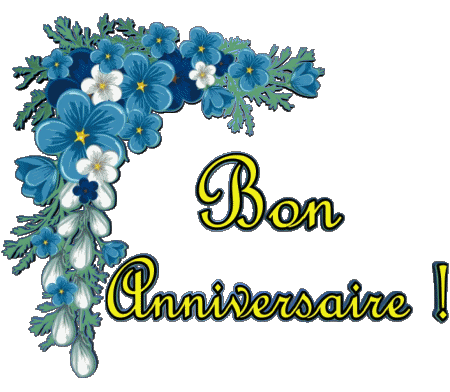 002 Transparenter Hintergrund Floral Bon Anniversaire Französisch Nachrichten 