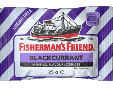 Blackcurrant-Blackcurrant Fisherman's Friend Süßigkeiten Essen 