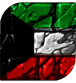 Quadrato Kuwait Asia Bandiere 