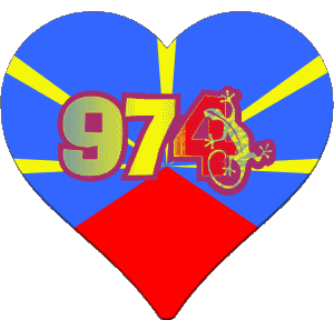 Corazón La Réunion D.O.M - T.O.M Francia Banderas 