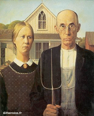 American Gothic-American Gothic containment covid art recreations Getty challenge - Grant Wood Painters artists Morphing - Look Like Humor -  Fun 