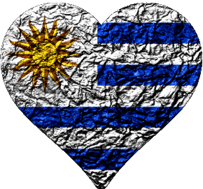 Heart Uruguay America Flags 