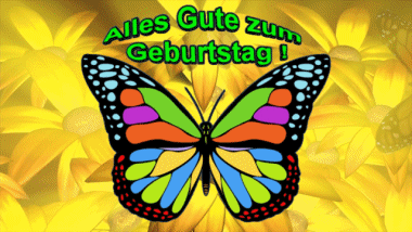 001 Fond Animé Schmetterlinge Alles Gute zum Geburtstag Allemand Messages 